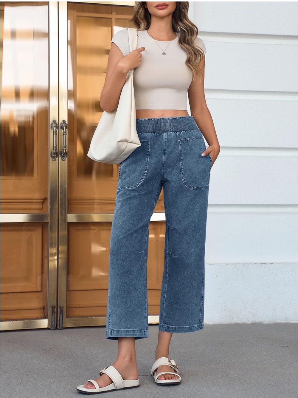 Cicy Bell Casual High-Rise Wide Leg Denim Pants - Blue size 4
